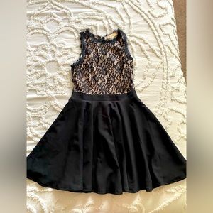 Francesca’s black and champagne midi dress